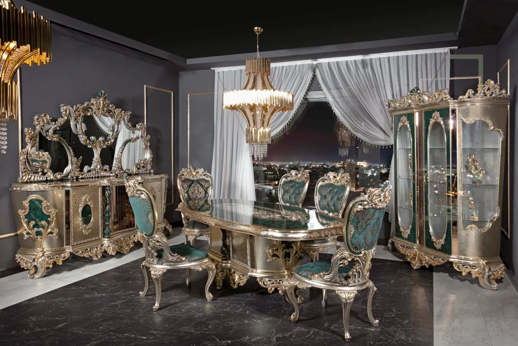 İmparator Green Yemek Odası Takımı - My Luxury Klasik Mobilya